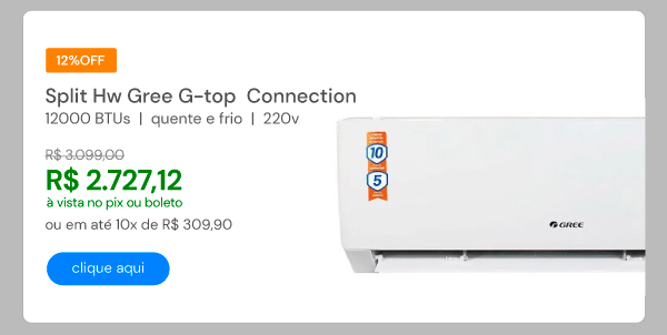 Ar Condicionado Split Hw Gree G-top Connection Inverter 12000 BTUS Quente-frio 220v Monofásico Gwh12agc-d3dna4jw-i
