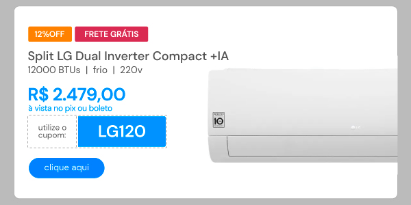 Ar Condicionado LG Dual Inverter Compact +IA 12000 BTUS Frio 220V S3-Q12JAQAL
