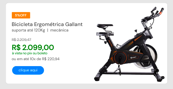 Bicicleta Ergométrica Gallant Elite Pro Spinning Ate 120Kg Mecânica (GSB18HBTA-PT)